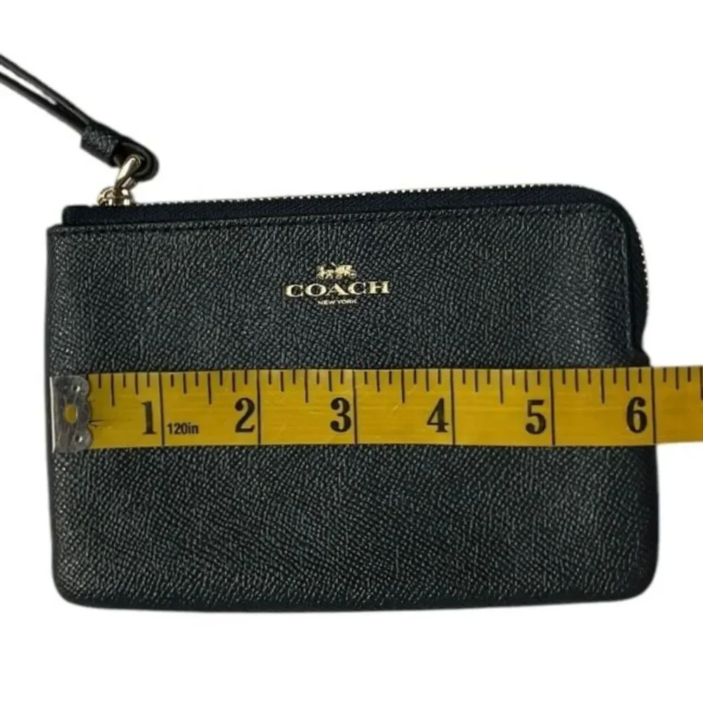 Coach Corner‎ Zip Wristlet Wallet Crossgrain Small Leather Black